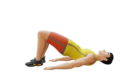 Animated character doing Glute March Stock Footage 281059418