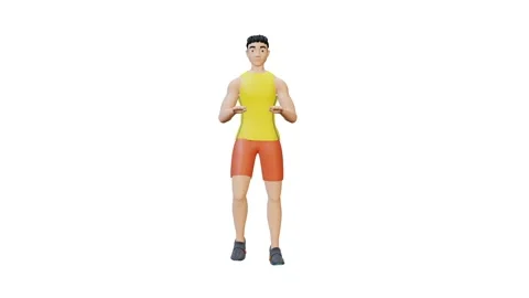 Animated character doing High Knee Tap-Front View Stock Footage 234467246