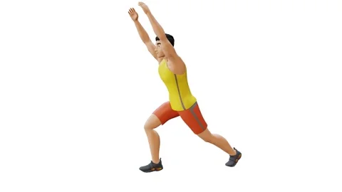 Animated character doing Knee Thrusts-Left Stock Footage 281123634