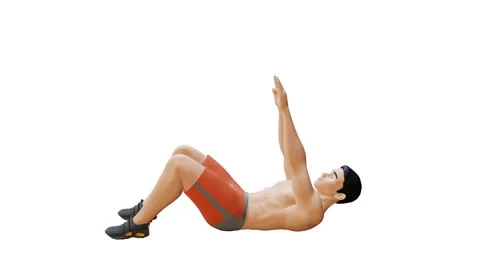 Animated character doing Long Arm Crunch Stock Video Pond5