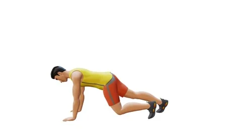 Animated character doing Low Mountain Climbers Stock Footage 281123690