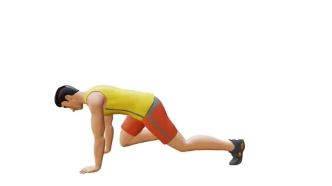 Animated character doing Mountain Climbers Stock Footage 281123725