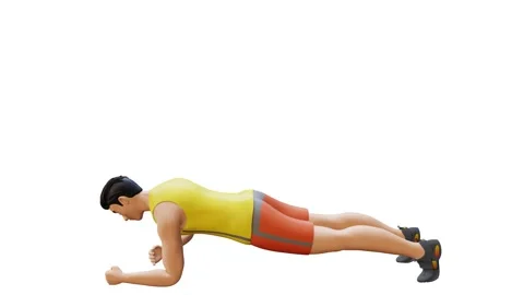 Animated character doing Plank Biceps Taps Stock Footage 281124528