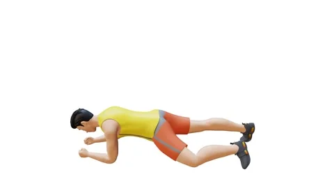 Animated character doing Plank Knee To Elbow Stock Footage 281124551