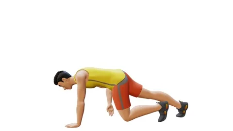 Animated character doing Plank Toe Taps Stock Footage 281124763