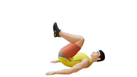 Animated character doing Reverse Crunch Video stock 281059069