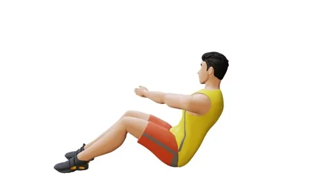 Animated character doing Russian Twist Stock Footage 281059147