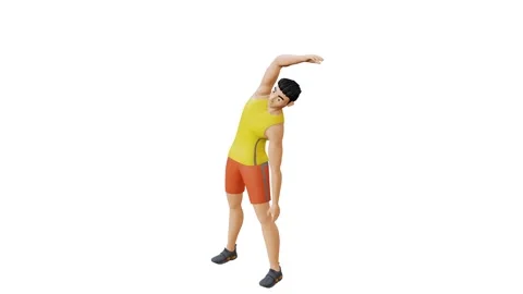 Animated character doing Side Bends Stock Footage 281059245