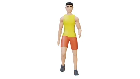 Animated character doing Standing Air Bike-Front View Video stock 281124973