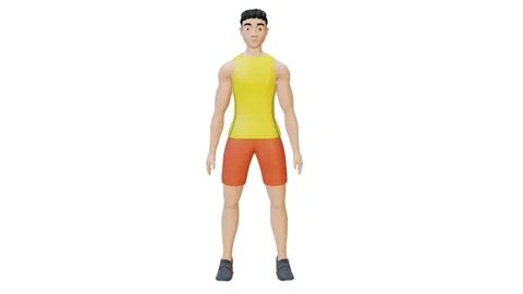 Animated character doing Switching Palms Side Raises-Front View Stock Footage 281125026