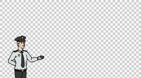 Animated Character Guard Says Stockbeeldmateriaal 49036155