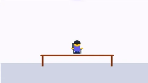 Animated character interacting with digital interface elements showing prog.. Видео 347742498