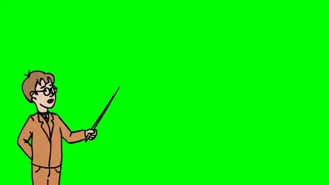 Animated Character Schoolboy stands and says, curve contour, green screen Stock Footage 77284553