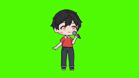 Animated character singing and talking on green background Stock Footage 265148961