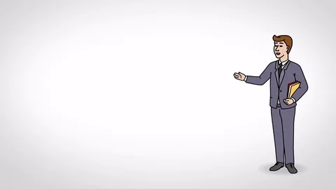Animated Character Student stands and says, smooth contour, white background Stock Footage 77284476