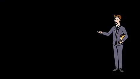 Animated Character Student stands and says, curve contour, with Alpha Channel 動画素材 77284656