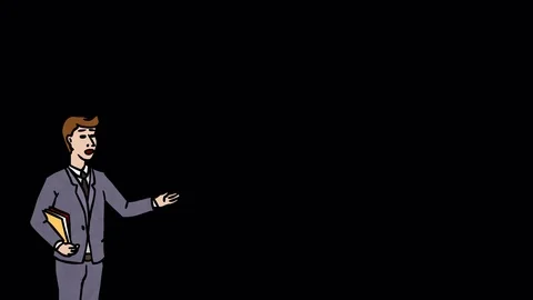 Animated Character Student stands and says, curve contour, with Alpha Channel Stock Footage 77284697