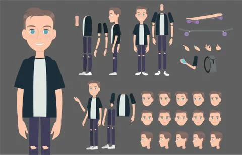 Animated character of teenager in modern outfit Stock Illustration