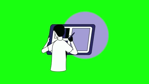 An animated character of a worker designing using his work tools Stock Footage 291524974