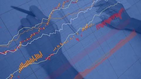 Animated chart markers appearing, hands making pen strokes, shifting notebook Stock Footage 334465626