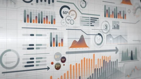 Animated charts and graphs of abstract data on a scrolling background Stock Footage 335889762
