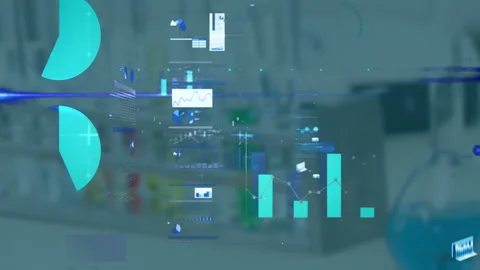 Animated charts and graphs in laboratory background for data visualization Stock Footage 306242987