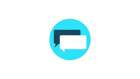 Animated chat message bubbles appearing inside a blue circle Stock Footage 340151804