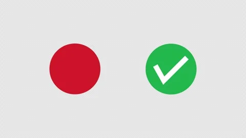 Animated Check Mark and Cross Symbols Green Tick and Red X with Alpha Channe Stock Footage 333585216