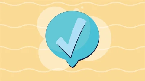 Animated check mark icon in speech bubble for communication and task comple.. Stock Footage 338316378
