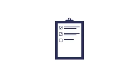 Animated checklist on dark blue clipboard appearing with ticking marks for .. Stock Footage 331297627