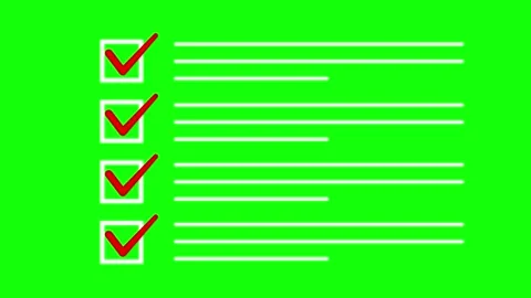 Animated Checklist Green Screen, Completed Task List with Red Check Marks Video stock 312415842