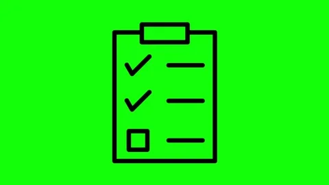 Animated checklist icon pulsing on green screen for business tasks and planning Stock Footage 330534170