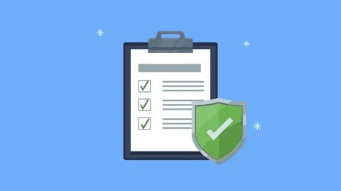 Animated checklist with shield icon representing data protection and securi.. Stock Footage 339262694