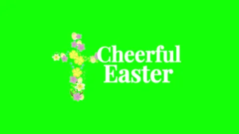 Animated Cheerful Easter Text Overlay with Colorful Spring Flowers on a Green Stock Footage 339167376
