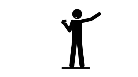 Animated cheerful man thinks about environment and throws garbage into wast.. Stock Footage 237366733