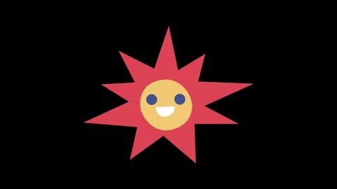 Animated cheerful sun with red spiky rays smiles brightly Stock Footage 317301331