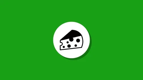 Animated cheese slice icon appearing on green screen background with subtle.. Stock Footage 329272729