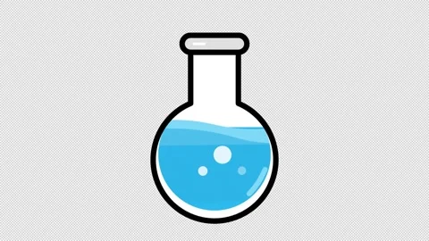 Animated Chemical Flask with Bubbling Blue Liquid Stock Footage 343183616