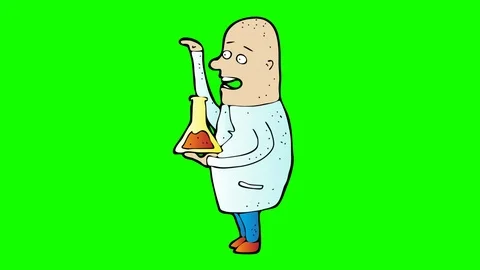 Animated chemist character . green screen 2D animation Stock Footage 114265363