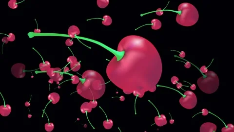 Animated cherry berry on a black background Stock Footage 147451855
