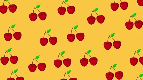 Animated cherry pattern seamless loop background video Stock Footage 300201835