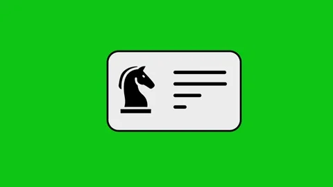 Animated chess knight icon graphic card displaying checklist on green scree.. Stock Footage 346497185