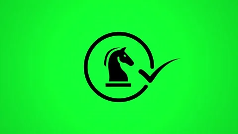 Animated chess knight icon on green screen background, perfect for strategi.. Stock Footage 346497943