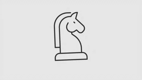 Animated chess knight outline icon Stock Footage 344170499