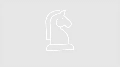 Animated chess knight white line icon Stock Footage 346718574