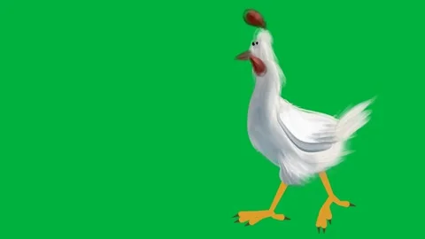 Animated chicken standing on green screen background suitable for farm Stock Footage 308866866