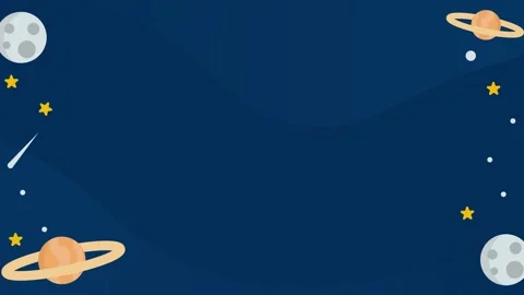 Animated childish theme space background with moon, meteors, ringed planets Stock Footage 313484252