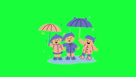 Animated Children Singing in the Rain ic... | Stock Video | Pond5
