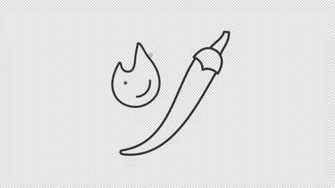 Animated chili pepper line icon Stock Footage 321854423