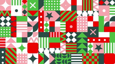 Animated Christmas Geometric abstract pattern background. 스톡 동영상 287879992